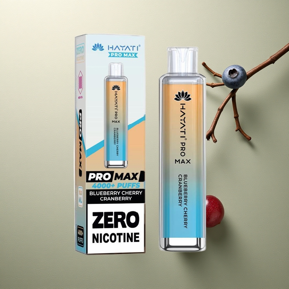 Hayati Pro Max 4000 Puffs Arándano Cereza Azul Dual Ohm Recargable Cristalino