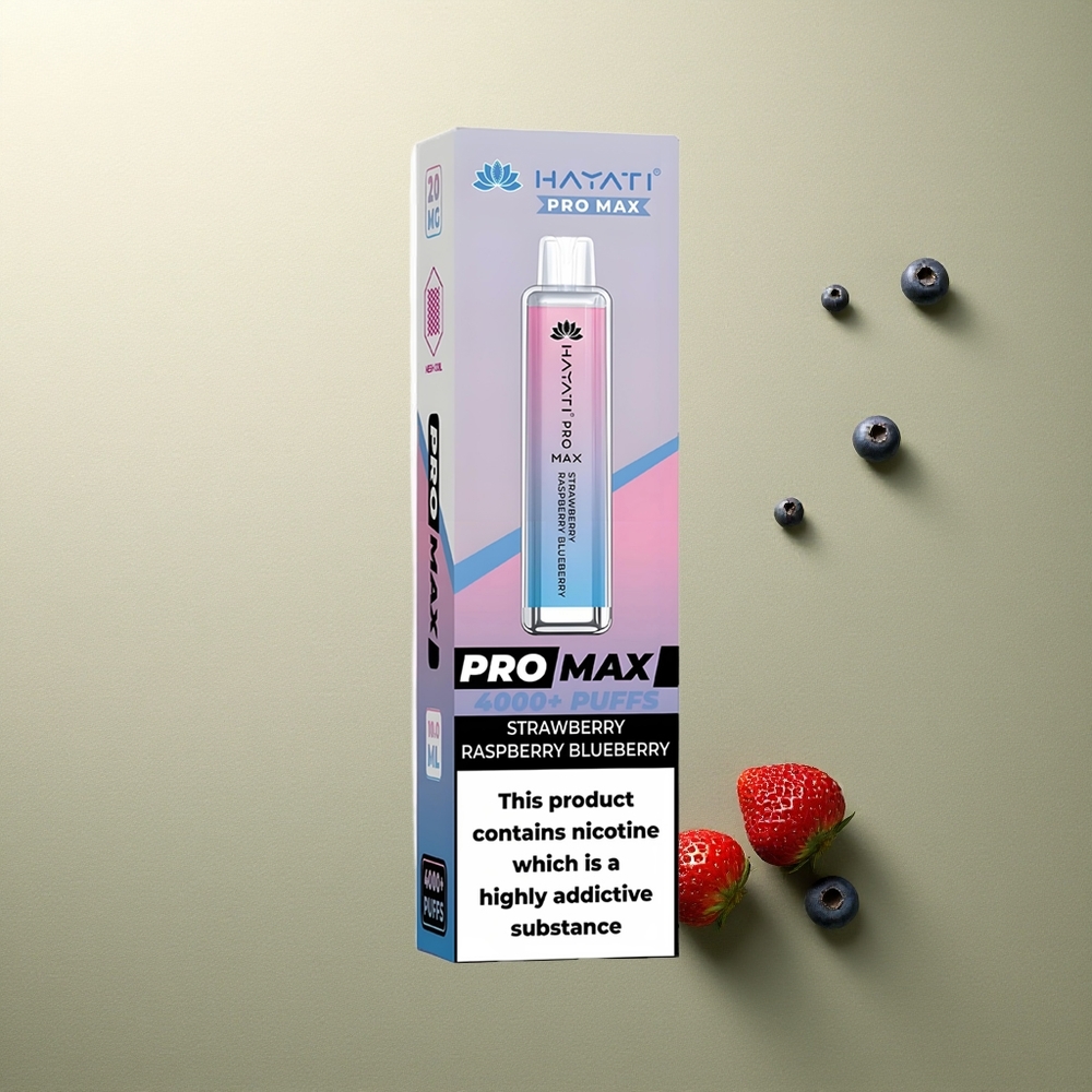 Hayati Pro Max 4000 Puffs Fresa Frambuesa Arándano Dual Mesh 1400mAh Recargable