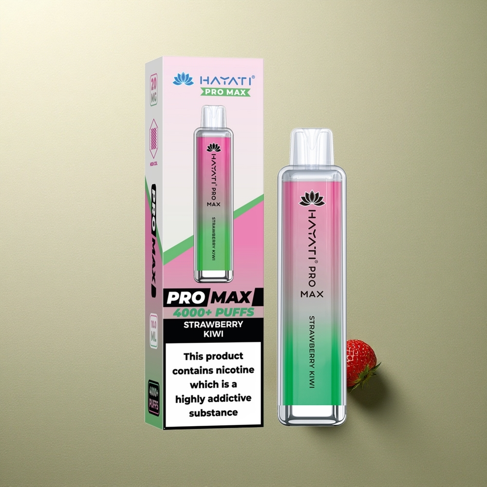 Hayati Pro Max 4000 Puffs Fresa Kiwi Doble Bobina Recargable