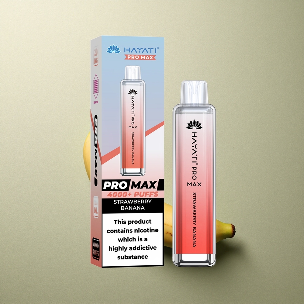 Hayati Pro Max 4000 Puffs Fresa Plátano Dual Mesh Recargable