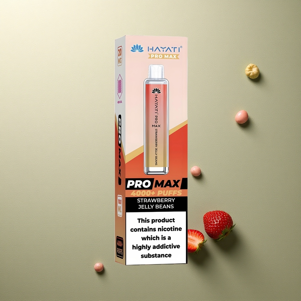 Hayati Pro Max 4000 Puffs Fresas en Gelatina Recargable 2ml 5 Nicotina