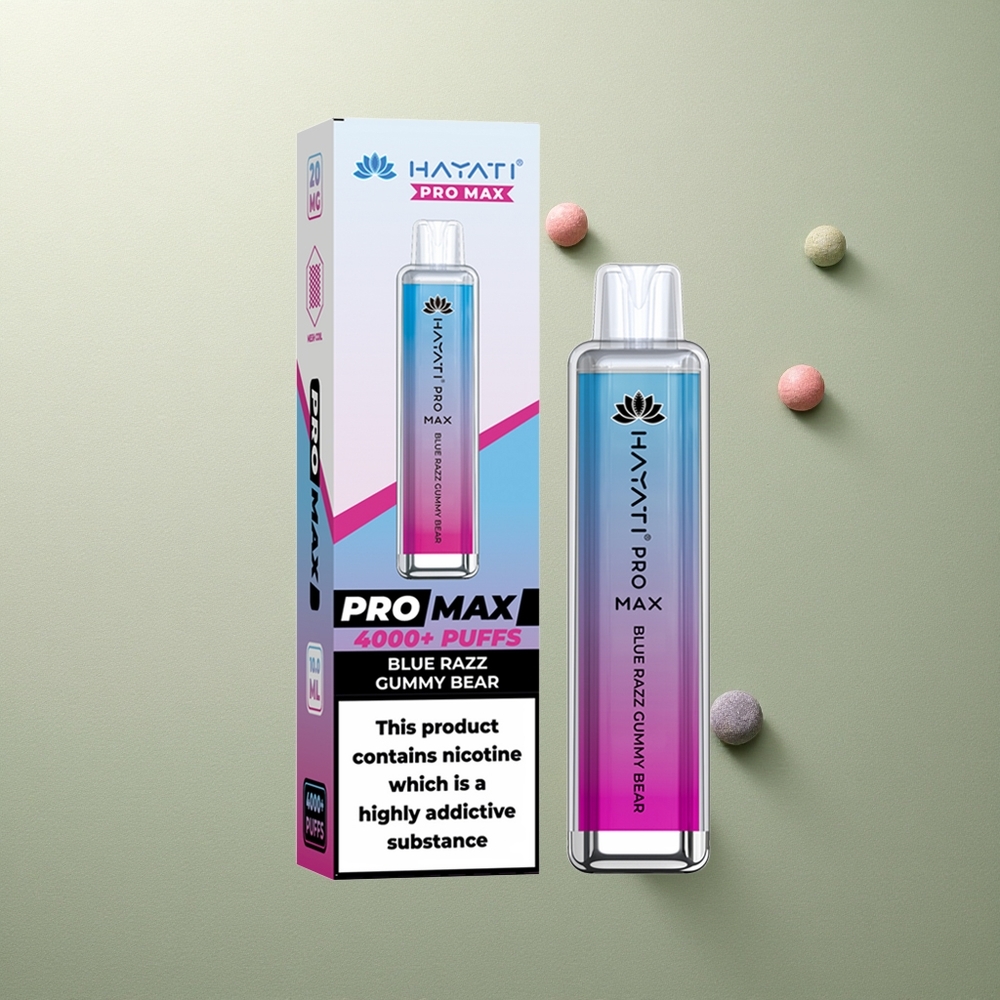 Hayati Pro Max 4000 Puffs Osito de Gomma Azul Eléctrico 5 Recargable