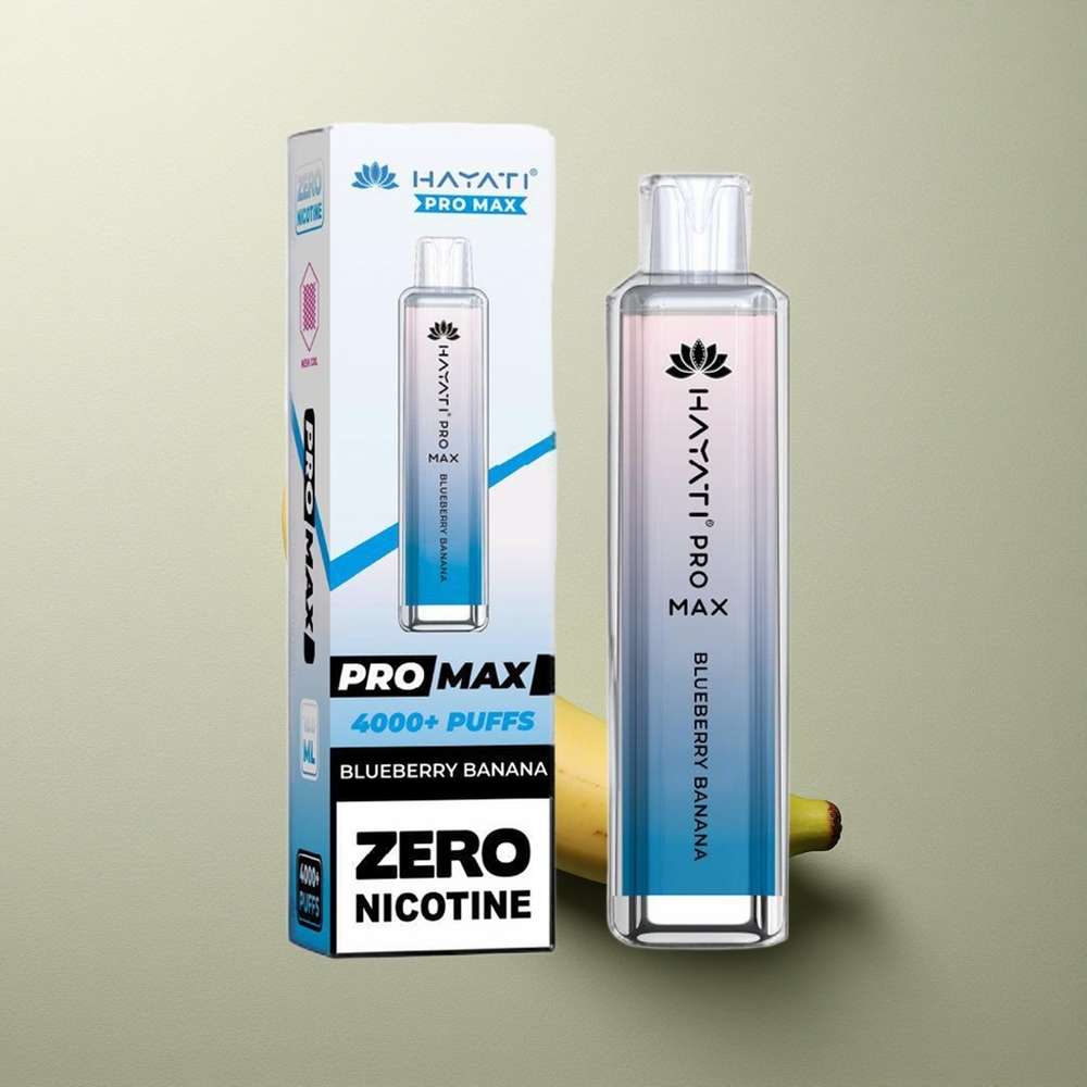 Hayati Pro Max 4000 Puffs Plátano Arándano Doble Bobina Rechargeable