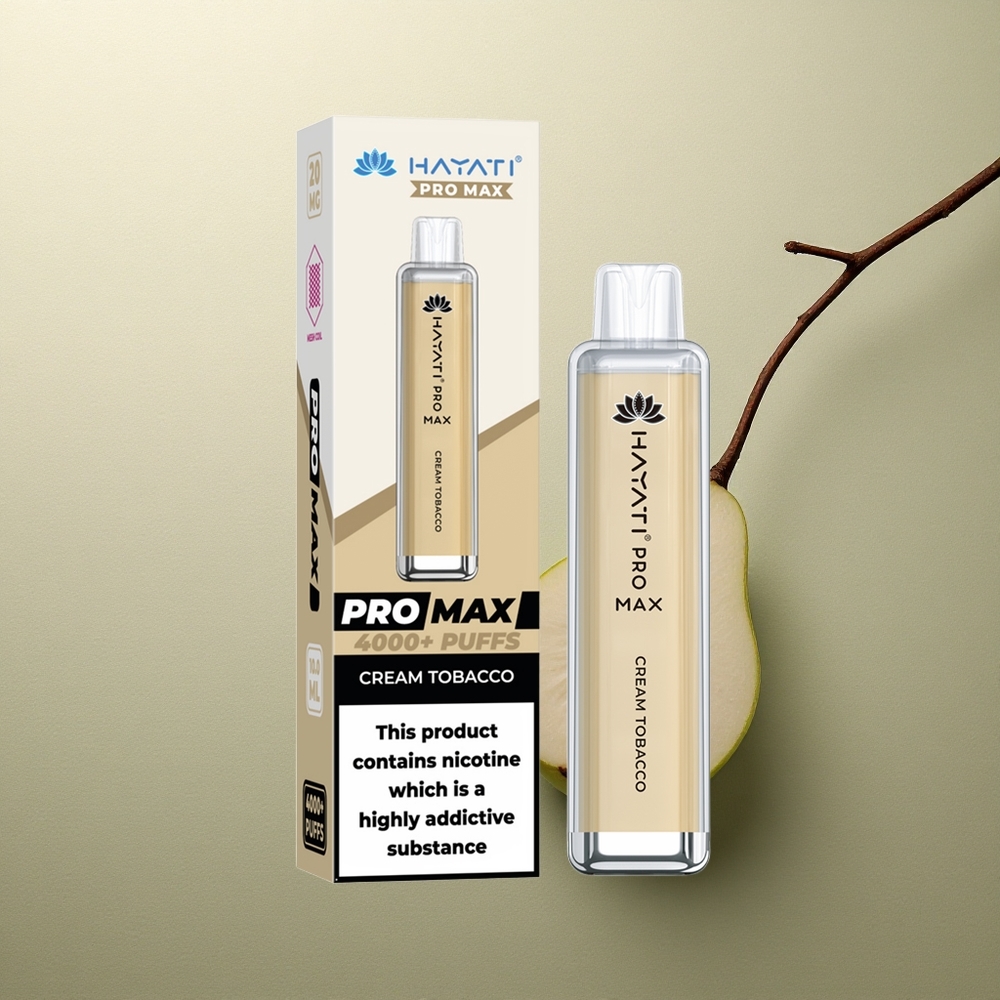 Hayati Pro Max 4000 Puffs Tabaco Crema Rechargeable 2ml 5 Nicotina