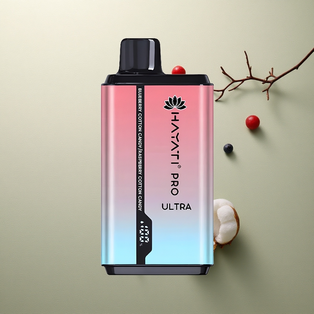 Hayati Pro Ultra 15000 Puffs Algodón de Azúcar de Arándano y Frambuesa con 850mAh y 12ml