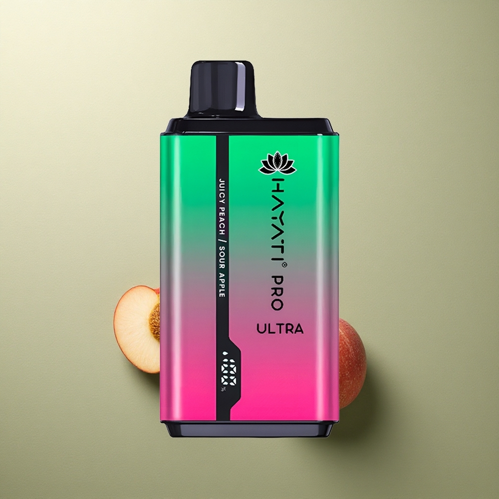 Hayati Pro Ultra 15000 Puffs Manzana Ácida Melocotón Jugoso 850mAh 24ml