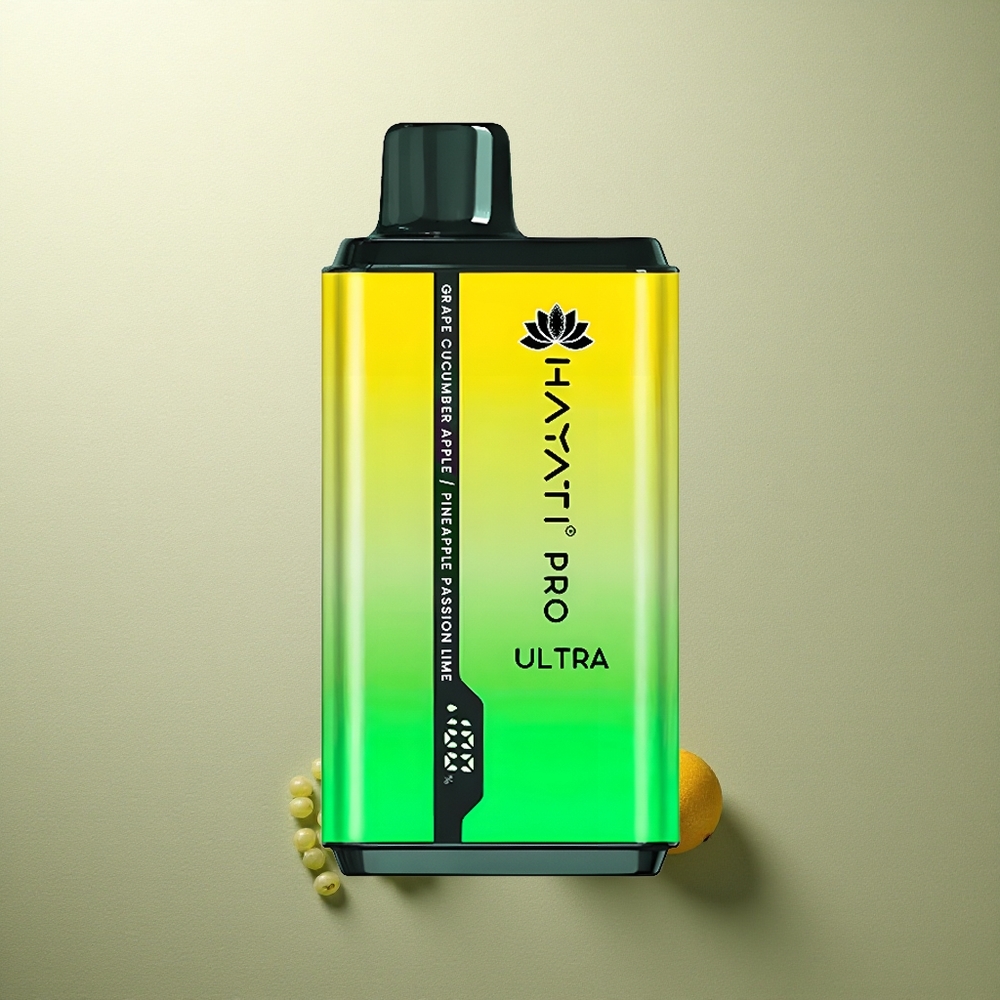 Hayati Pro Ultra 15000 Puffs Uva Pepino Manzana Piña Pasión Lim con 850mAh y 2 de Nicotina