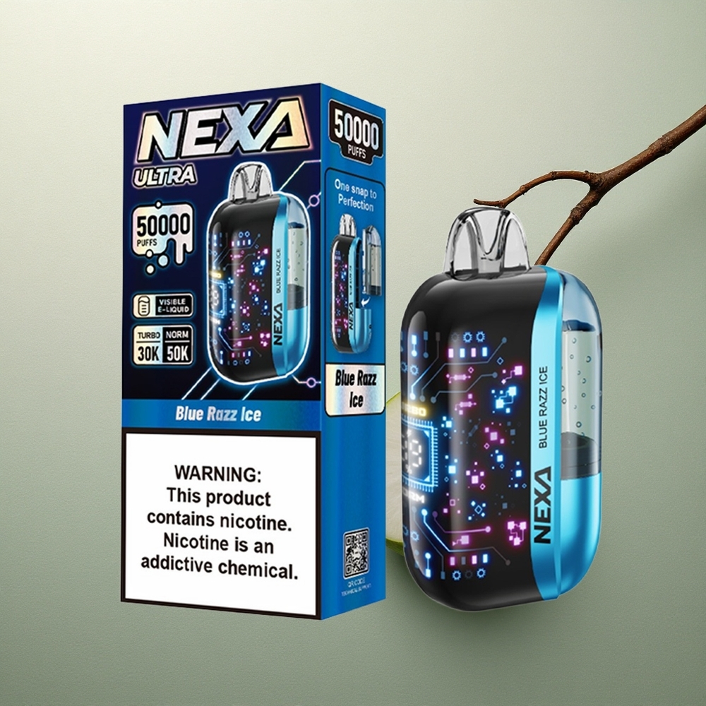 NEXA Ultra 50000 Puffs Azul Frambuesa Hielo con Pantalla 3D y Carga Tipo-C