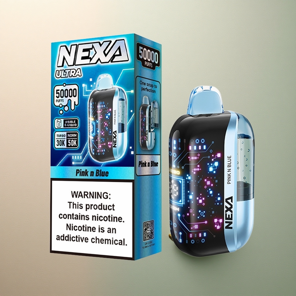NEXA Ultra 50000 Puffs Rosa y Azul 50K con Pantalla 3D y Carga Tipo-C