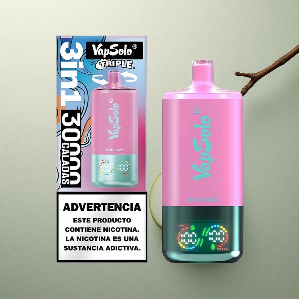 Vapsolo Triple 30000 Puffs Azul Frambuesa 40ml Tipo-C