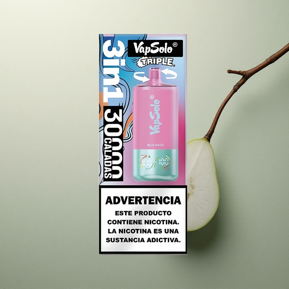Vapsolo Triple 30000 Puffs Azul Frambuesa 40ml Tipo-C