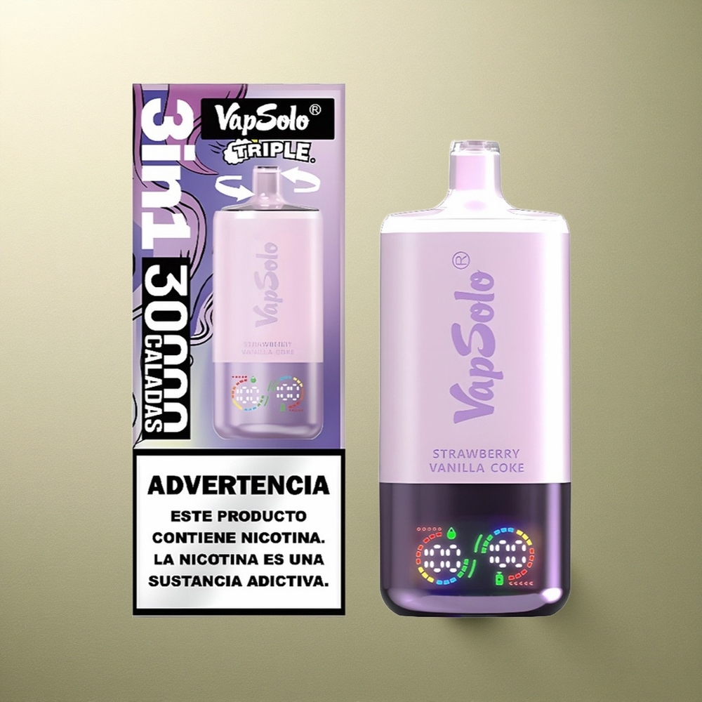 Vapsolo Triple 30000 Puffs Coca-Cola Fresa Vainilla Triple 40ml Tipo-C