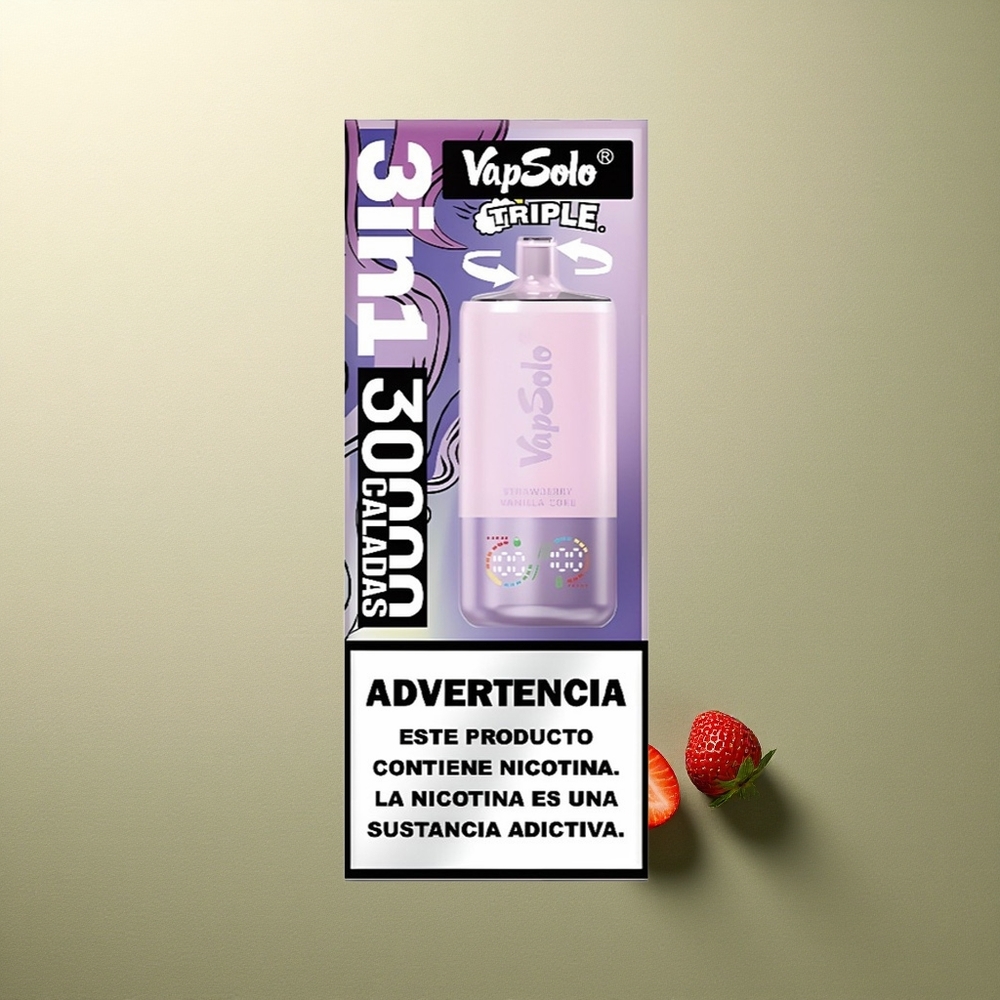 Vapsolo Triple 30000 Puffs Coca-Cola Fresa Vainilla Triple 40ml Tipo-C