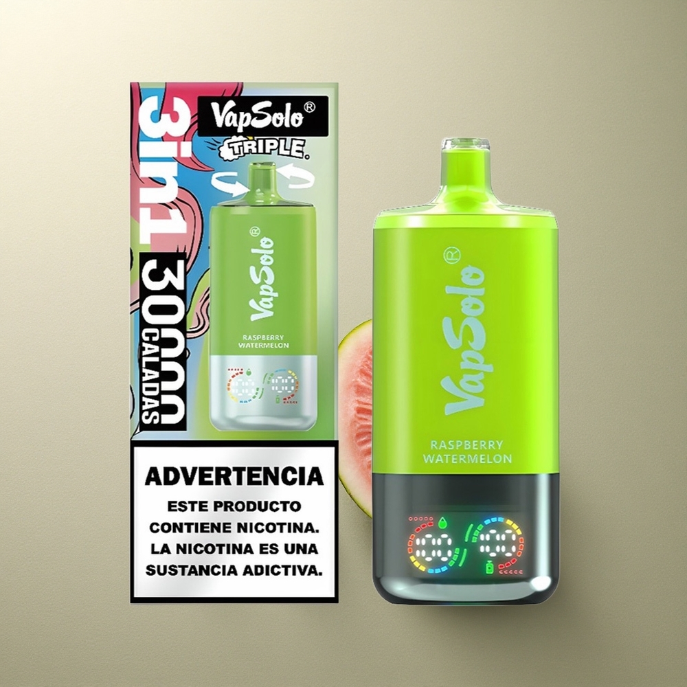 Vapsolo Triple 30000 Puffs Frambuesa Sandía Triple 40ml Tipo-C