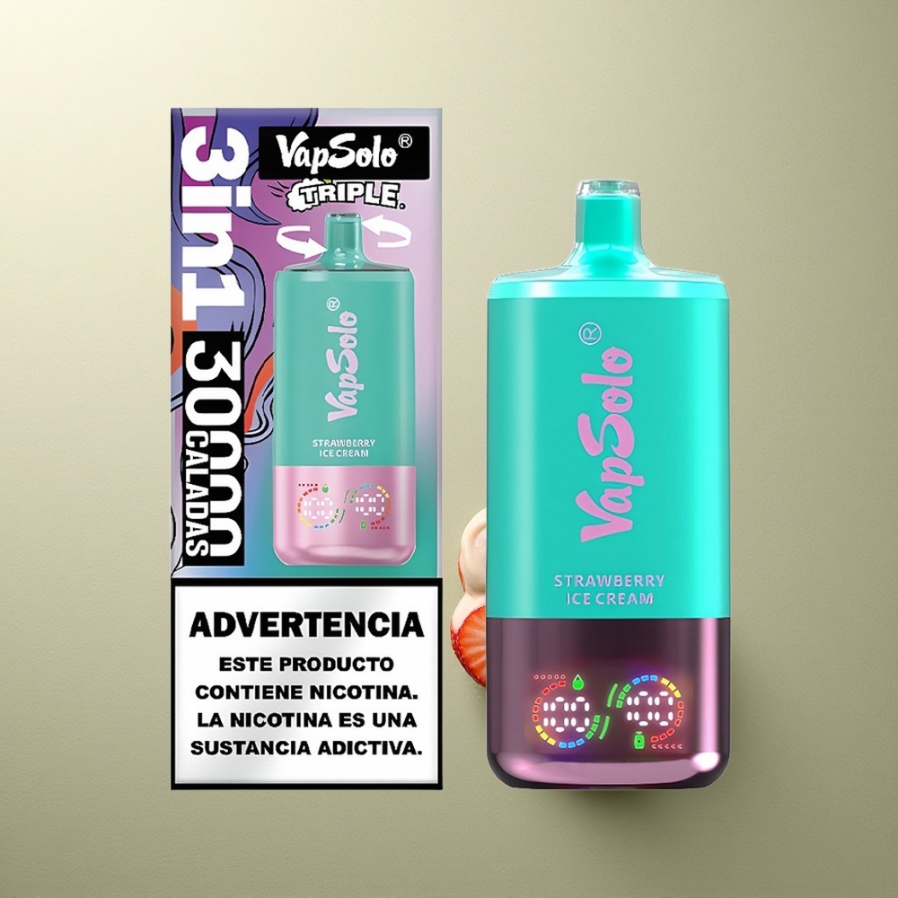 Vapsolo Triple 30000 Puffs Helado de Fresa 30000 Puffs 40ml Tipo-C