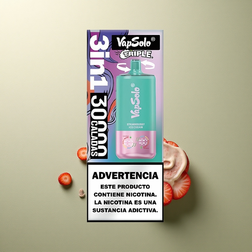 Vapsolo Triple 30000 Puffs Helado de Fresa 30000 Puffs 40ml Tipo-C