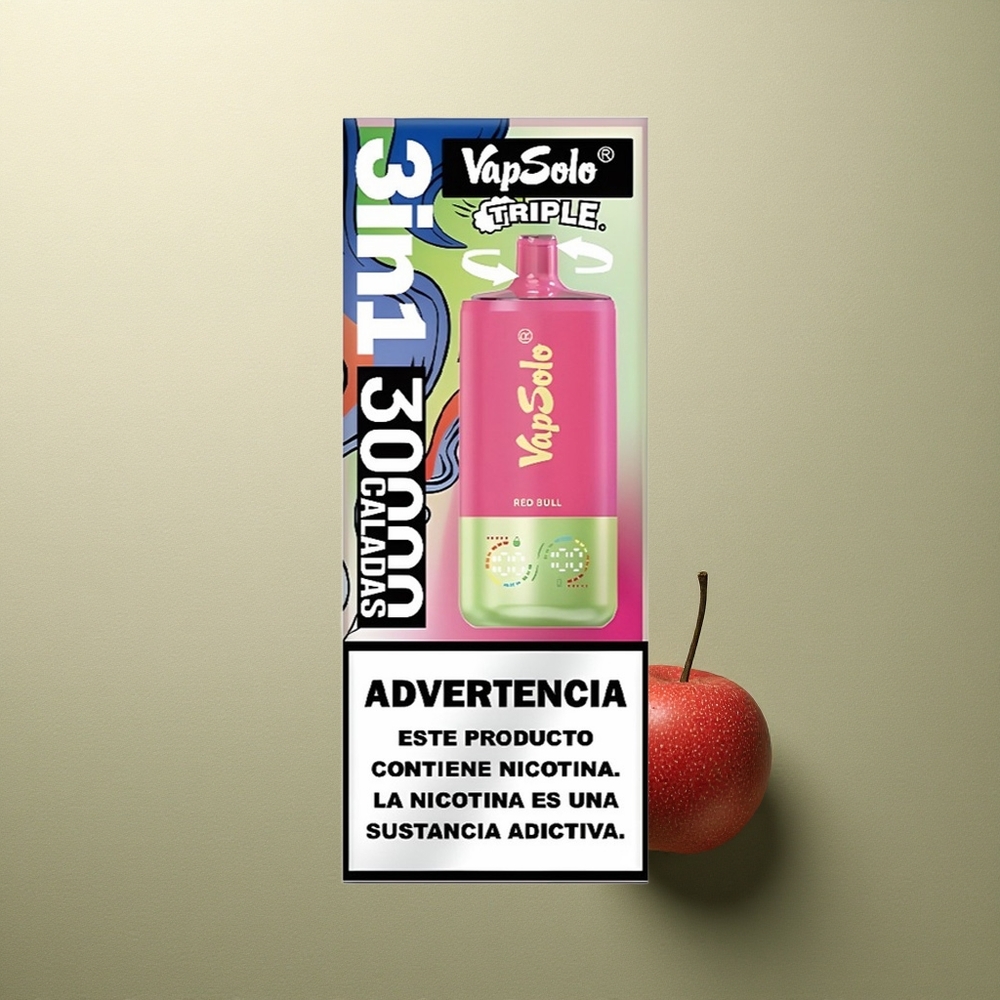 Vapsolo Triple 30000 Puffs Toro Rojo Triple Cargador Tipo-C 40ml