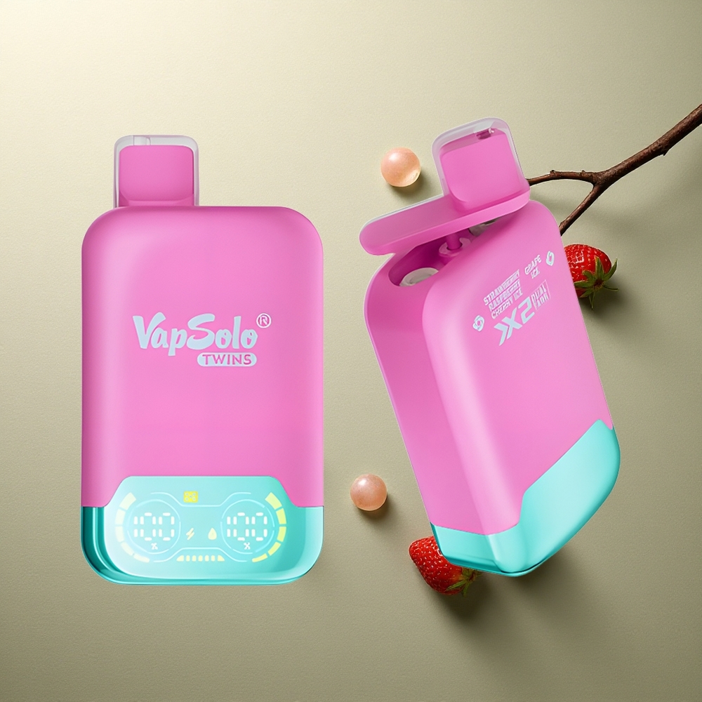 Vapsolo Twins 20000 Puffs Fresa Frambuesa Cereza Hielo  Uva Hielo 40ml 50mg Tipo-C