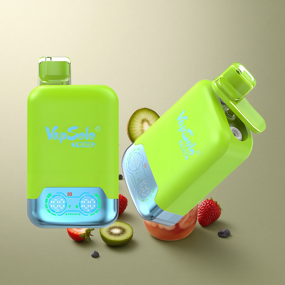 Vapsolo Twins 20000 Puffs Fresa Kiwi  Fresa Frambuesa Cereza Hielo con 40 ml y Tipo-C