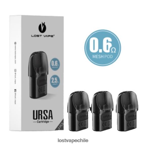 Lost Vape URSA vainas de repuesto | 2,5 ml (paquete de 3) negro 0,6 ohmios - Lost Vape pods near me 6FVF6
